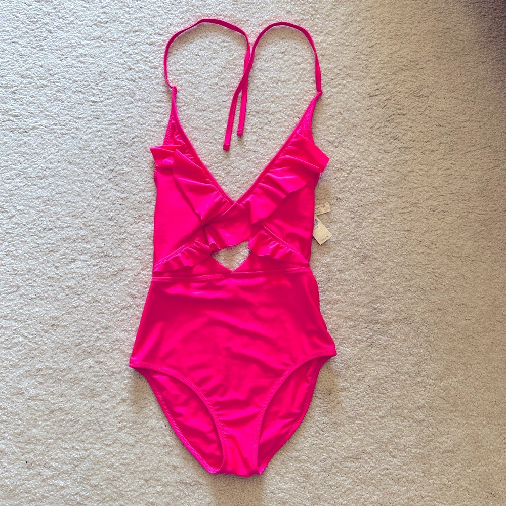 NWT Aerie XS One Piece Halter Tie Swimsuit